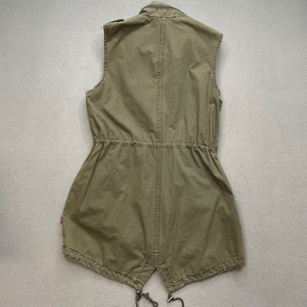 Levi's Utility Vest S Olive Green Military Safari Cargo Photographer Cotton - Picture 2 of 13